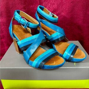 Naya Blue and Brown Strappy Heels
